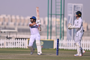 The skipper Darwish Rasooli pulls one on his way to a quickfire half-century