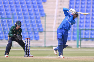 Sediqullah Atal Plays a Lofted Drive over the Bowler's Head