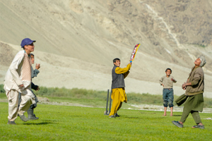 Children play cricket in Wakhan Corridor
