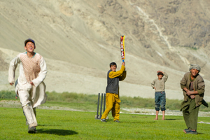 Children play cricket in Wakhan Corridor