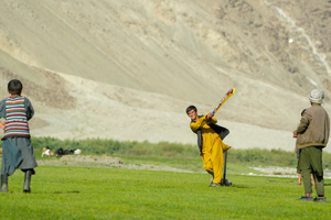 Children play cricket in Wakhan Corridor