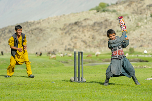 Children play cricket in Wakhan Corridor