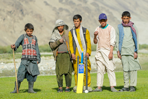 Children play cricket in Wakhan Corridor