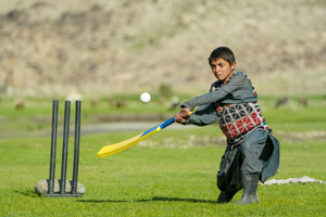 Children play cricket in Wakhan Corridor