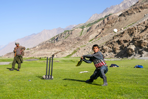 Children play cricket in Wakhan Corridor