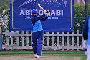 Rashid Khan plays a Pull Shot in the nets