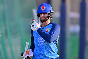 Azmatullah Omarzai prepares for the Practice Session