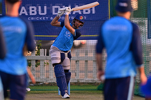 Sediqullah Atal plays a lofted straight drive