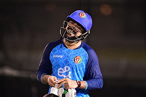 Rashid Khan prepares for the Batting Stint during the practice session