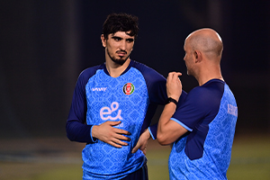 Sediqullah Atal in conversation with the Head Coach during the Practice Session