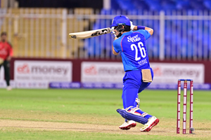 Sediqullah Atal pushes one gently towards the off side