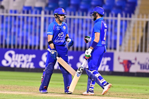 Rahmanullah Gurbaz (left) and Ibrahim Zadran (right) during the second T20I