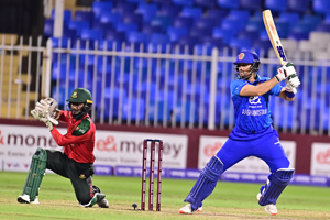 Darwish Rasooli plays a delightful stroke towards the square on the off-side