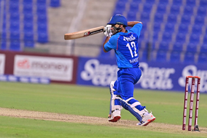 Nangyal Kharoti plays a shot towards the off-side